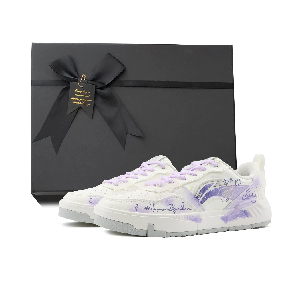 LiNing Yuan Chu Coverage Slip Resistant Low Top Skateboard Shoes Men's White Purple