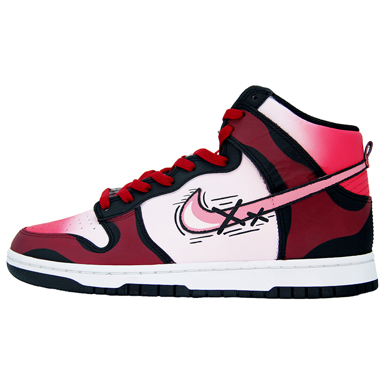 Nike Dunk Red Fling Knife Slip Resistant, Abrasion Resistant, Lightweight High Top Skateboard Shoes Men's Red Pink