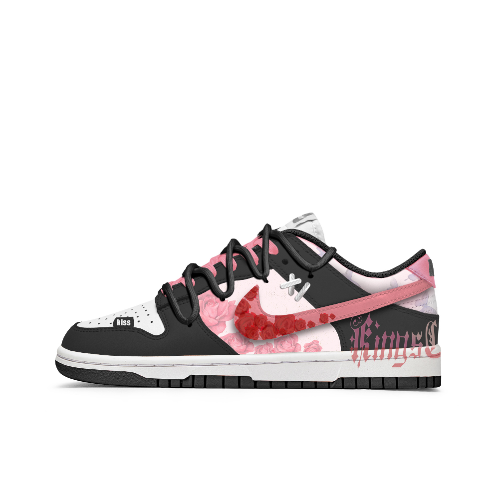 Nike Dunk Freedom Panda, Thorn Rose Anti Slip Wear Resistant Low Top Skateboard Shoes Unisex Black Pink