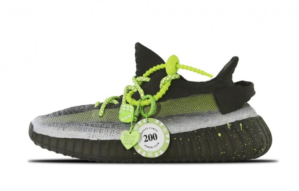 Adidas Originals Yeezy Boost 350 V2 Breathable Lightweight Low-Top Casual Shoes Unisex Black White Green