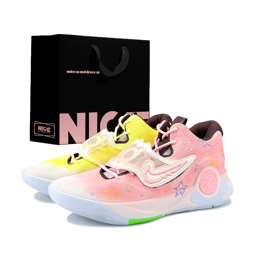 Nike KD Trey 5 X Cushioning Abrasion Resistant Breathable Low Top Basketball Shoes Men's Yellow Pink