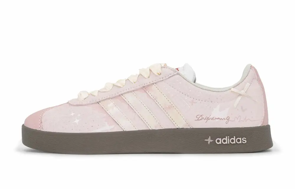 Adidas VL COURT 2.0 Pink Mist Dreamy MONE Manufacturing Abrasion Resistant Low top Skateboard Shoes Unisex Pink