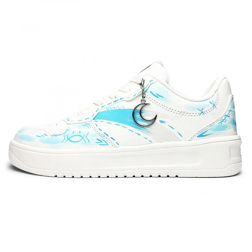 Anta Relaxed Slip Resistant Lightweight Height Increasing Low top Skateboard Shoes Unisex White Blue