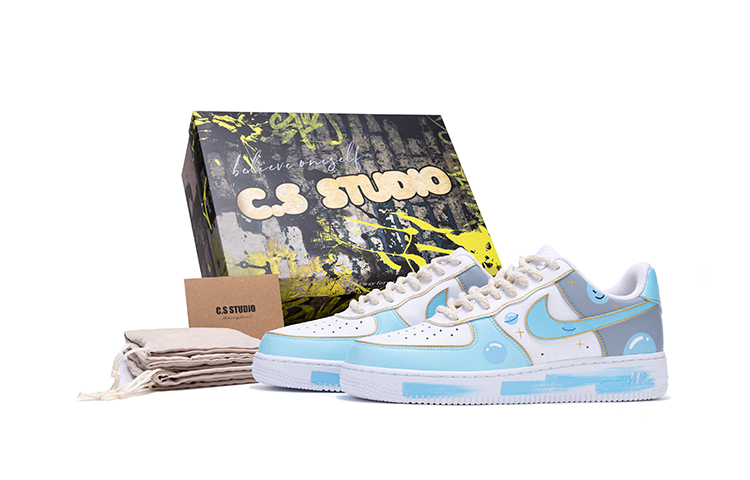 Nike Air Force 1 Low '07 Skateboard Shoes Men's White Blue Gray