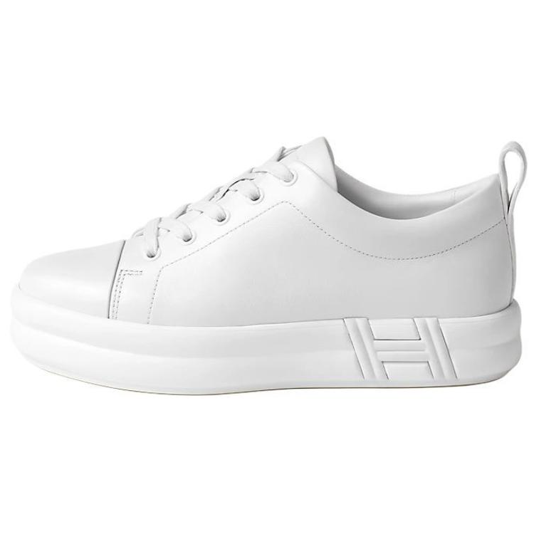 HERMES Happy Low Top Skateboard Shoes 4cm Women's White