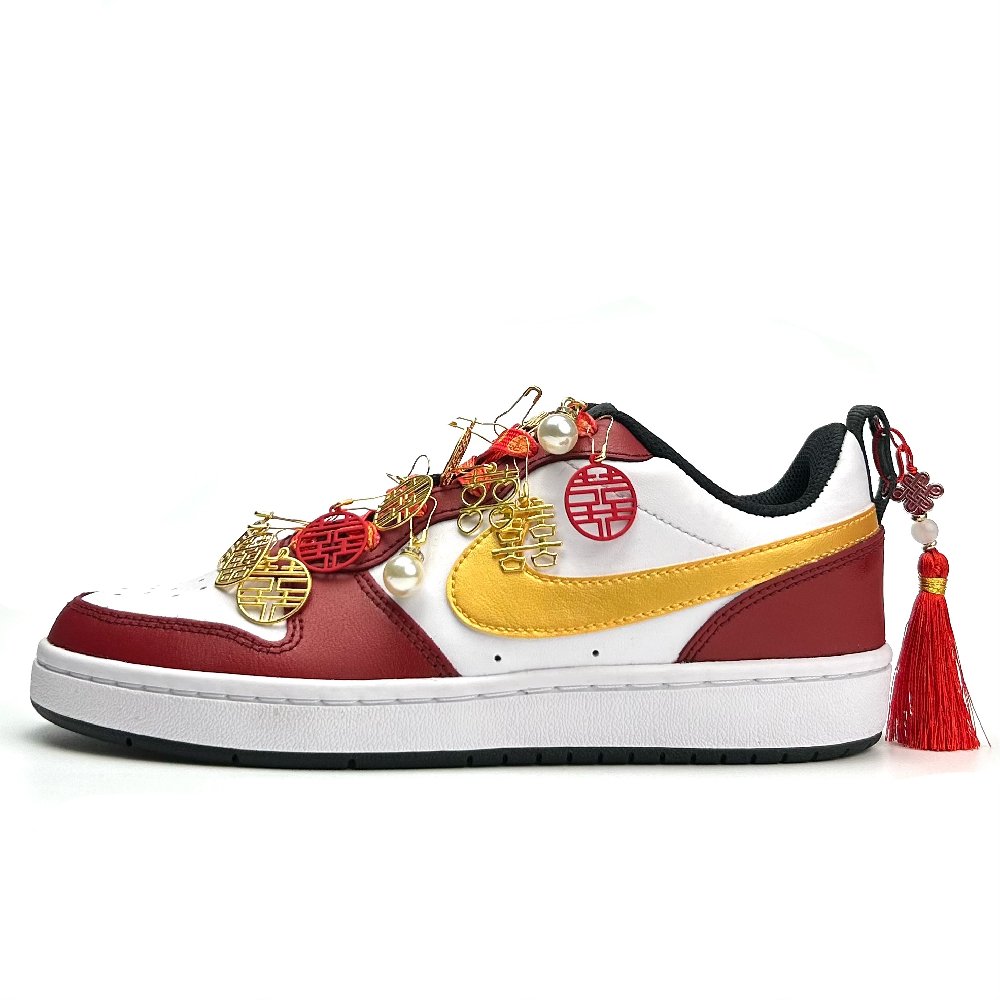 Nike Court Borough Anti-Slip Wear-Resistant Low-Top Skateboard Shoes Unisex Burgundy