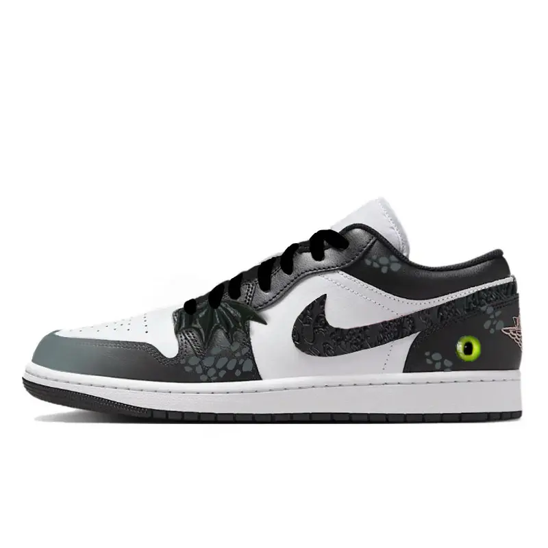 Jordan Air Jordan 1 Vintage Basketball Shoes Men's Low top Black Gray Green