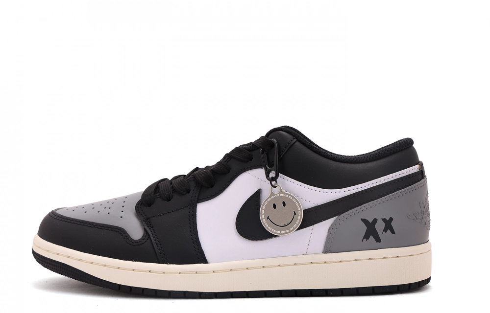 Jordan Air Jordan 1 Abrasion Resistant Coverage Low top Vintage Basketball Shoes Men's Black Gray