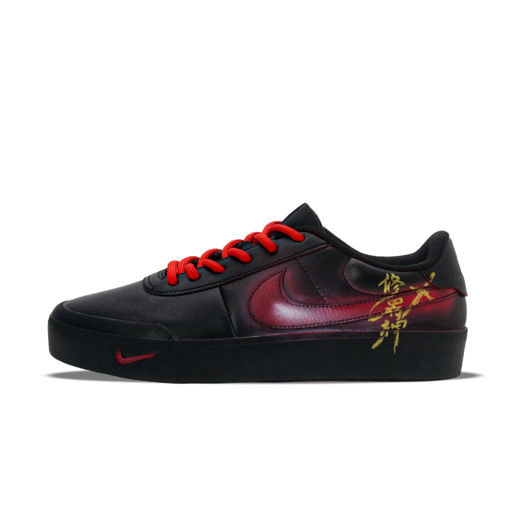 Nike Court Shot Cushioning, Wear Resistant Low Top Skateboard Shoes Men's Black Red