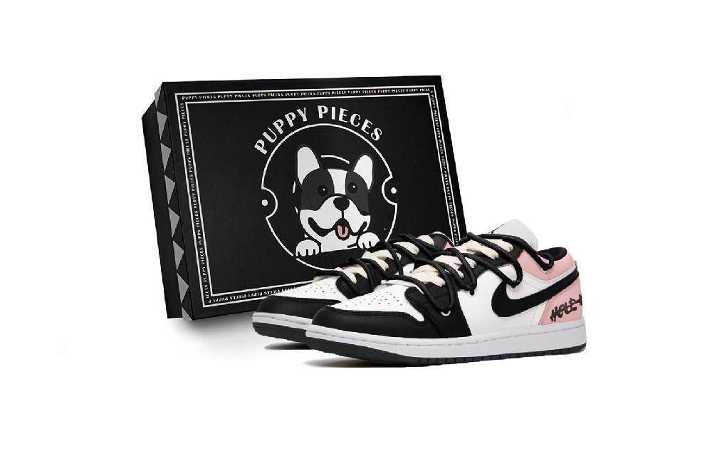 Jordan Air Jordan 1 Low-Top Vintage Basketball Shoes Men's Black White Pink
