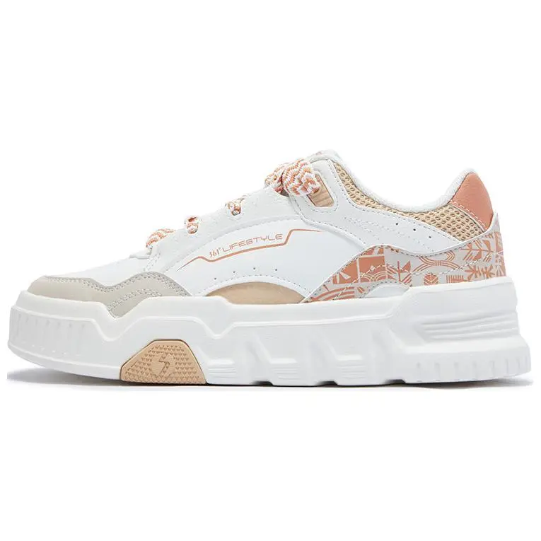 361° Anti-Slip Wear-Resistant Low-Top Skateboard Shoes Women's White Brown