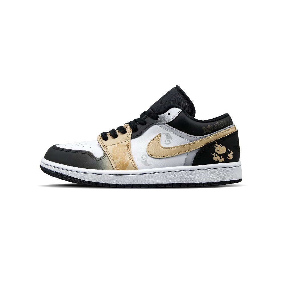 JORDAN Air Jordan 1 Vintage Basketball Shoes Women's Low top Black White Yellow