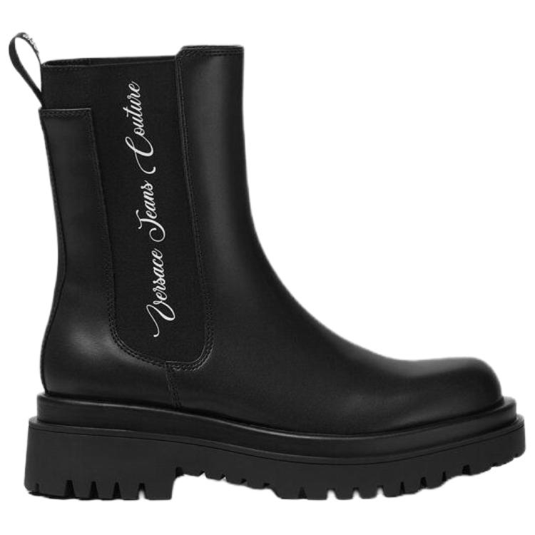 VERSACE JEANS COUTURE Logo Drew Short Chelsea Boots Women's Black
