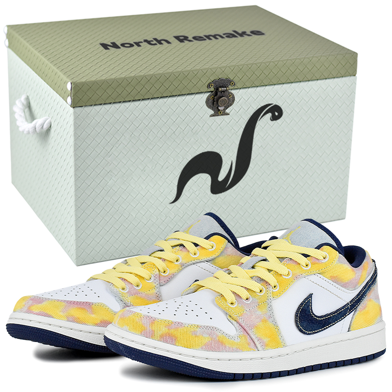 Jordan Air Jordan 1 Wear resistant And Lightweight Low Top Vintage Basketball Shoes Men's White Yellow