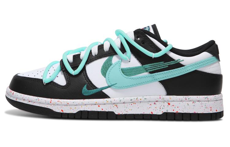 Nike Dunk Low NO.205 Energetic Three Hooks Low-Top Skateboard Shoes Women's Black White Blue