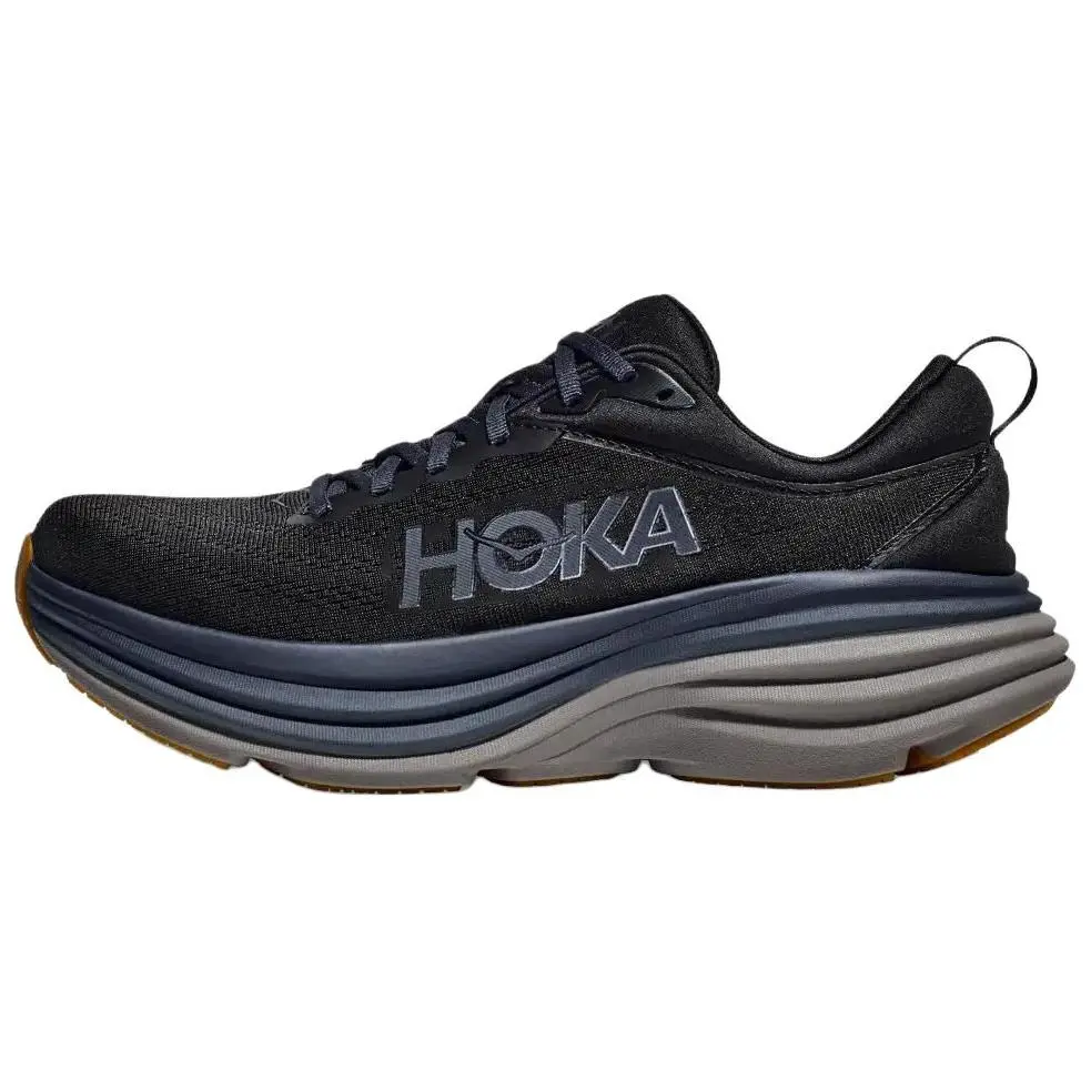 HOKA ONE ONE Bondi 8 Anti Slip Wear Resistant Low Top Casual Running Shoes Men's Black