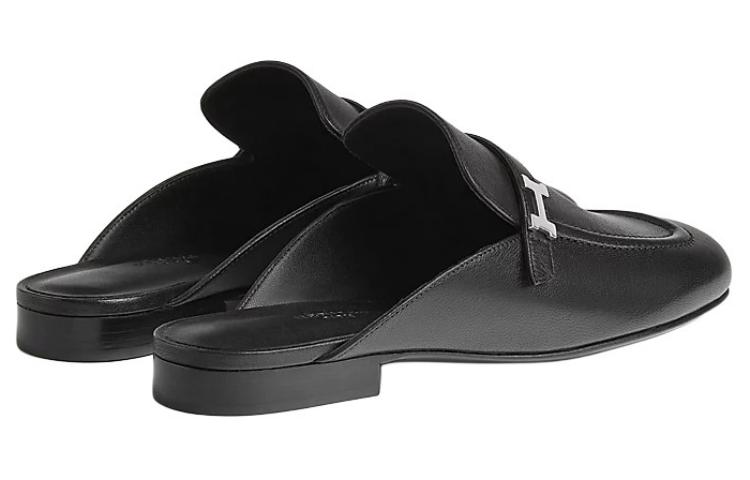HERMES Closed Toe Slippers Women's Black
