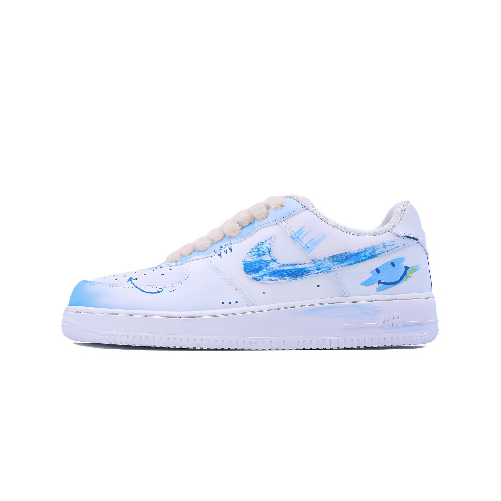 Nike Air Force 1 Singularity, Blue Wish Anti Slip Wear Resistant Low Top Skateboard Shoes Unisex White Blue