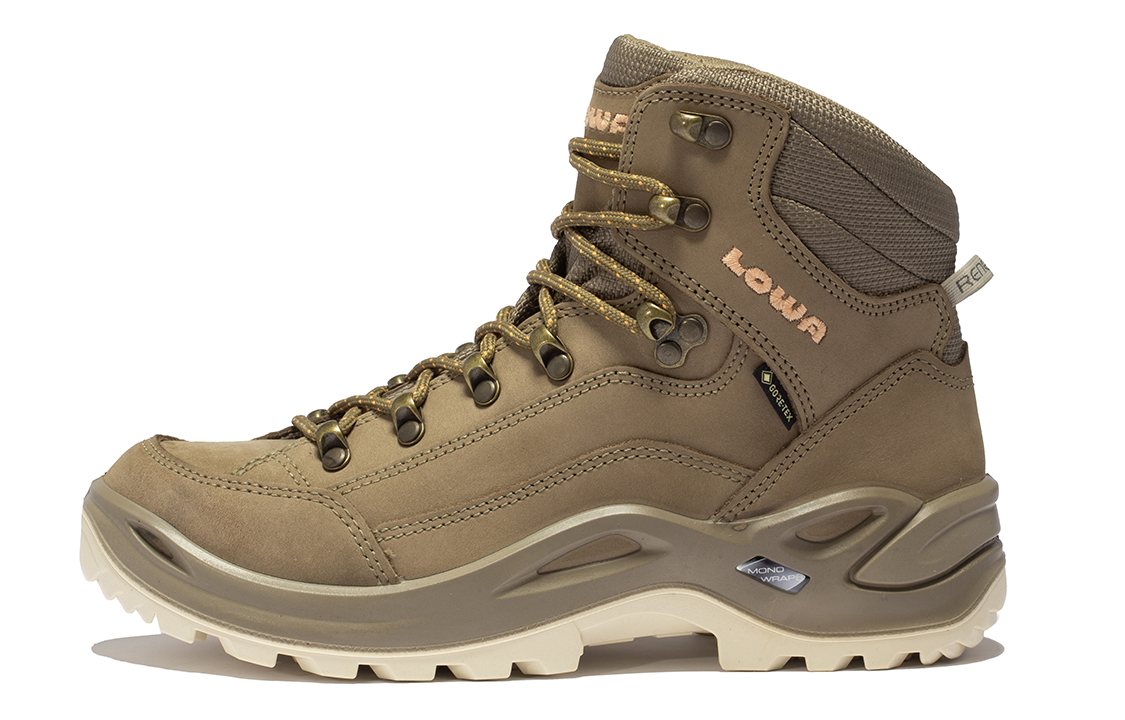 Lowa Renegade Abrasion Resistant Waterproof Coverage Support Balance Mid top Hiking Shoes Women's Sand Apricot Yellow