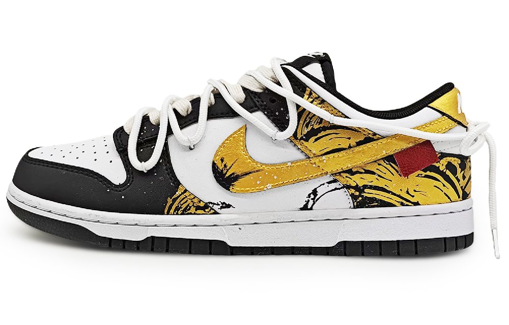 Nike Anti Slip And Wear Resistant Lightweight Low Top Skateboard Shoes Women's Black Gold