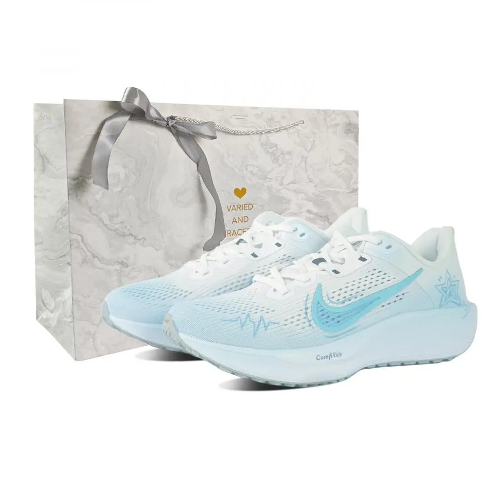 Nike Quest 6 Cushioning And Breathable Low Top Casual Training City Commute Running Shoes Men's Light Blue