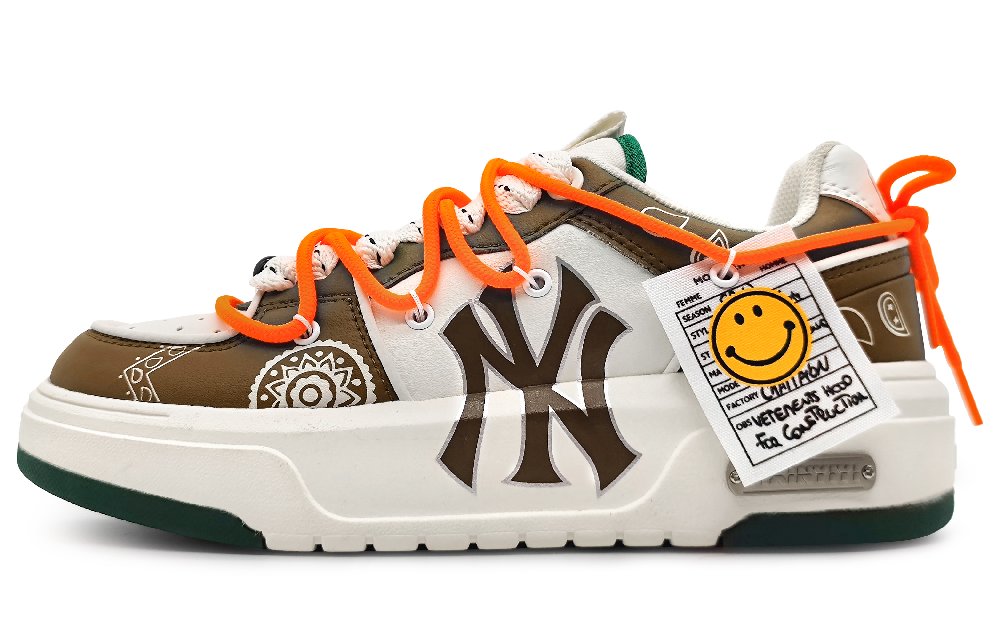 MLB Chunky Liner Slip-Resistant Breathable Height Increasing Low-Top Skateboard Shoes Unisex Brown