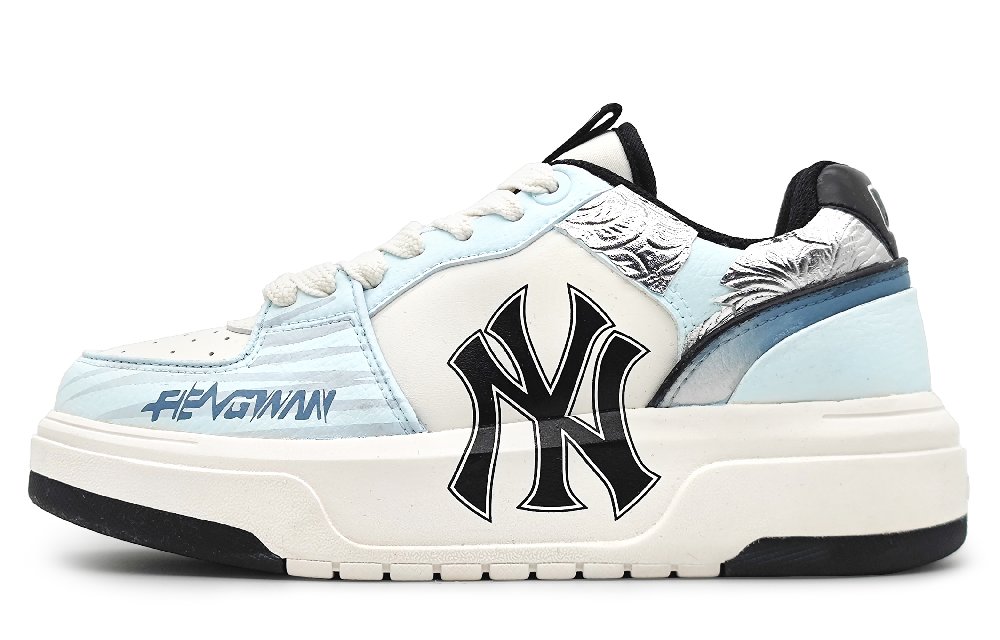 MLB New York Yankees Wear-Resistant Height Increasing Low-Top Skateboard Shoes Unisex Light Blue