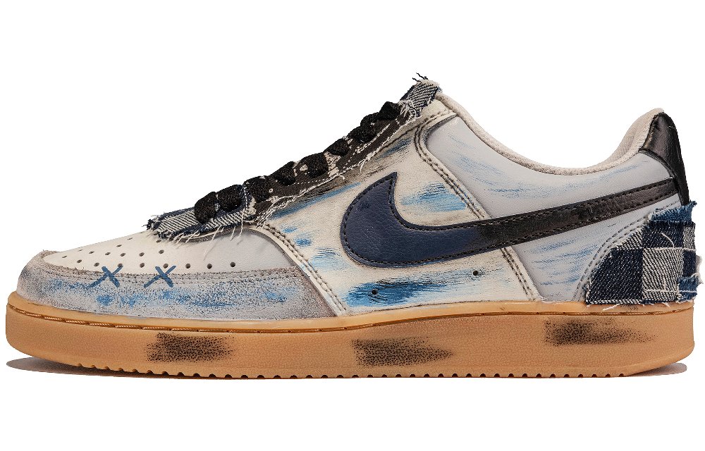 Nike Court Vision 1 Abrasion Resistant Low Top Skateboard Shoes Men's Blue White