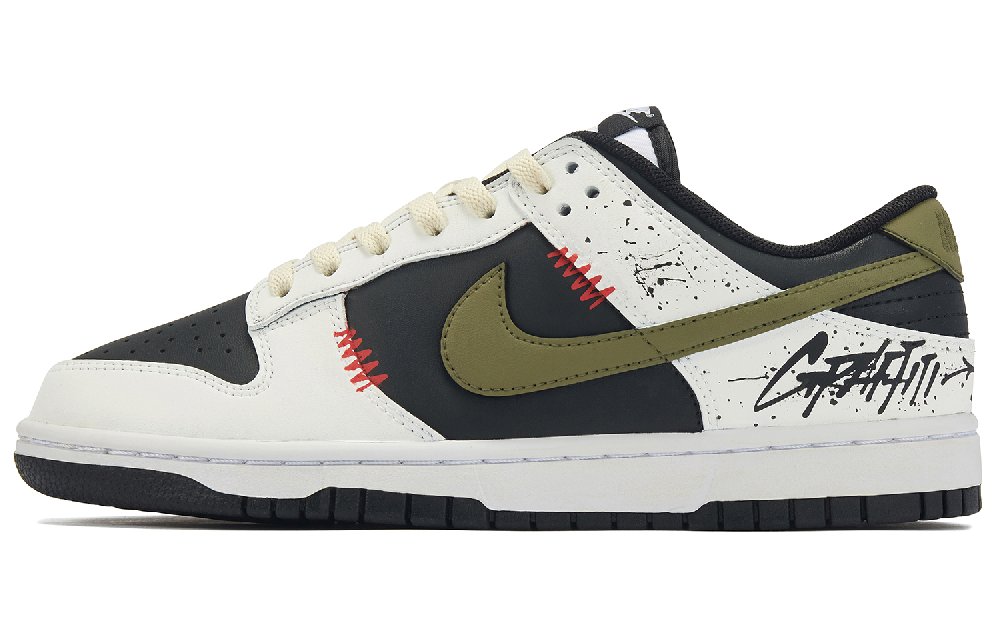 Nike Dunk Low Misty Mountain Green Durable Breathable Low-Top Skateboard Shoes Women's Black White Green