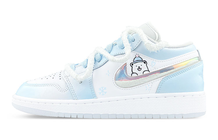 Jordan Air Jordan 1 Low-Top Vintage Basketball Shoes GS White Blue
