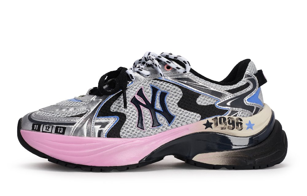 MLB New York Yankees Anti Slip Wear Resistant Low Top Running Shoes Unisex Silver
