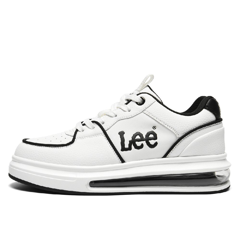 Lee Classic Air Cushion, White Sneakers Lightweight And Breathable Low Top Height Increasing Skateboard Shoes Men's