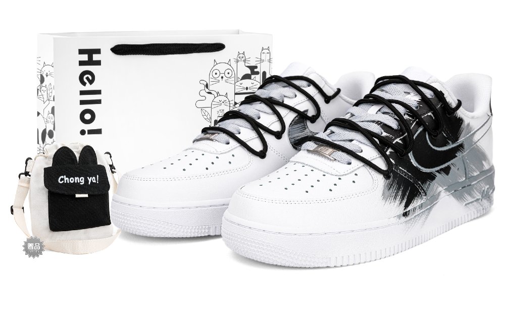 Nike Air Force 1 Low Top Skateboard Shoes Unisex, Black, White, Gray