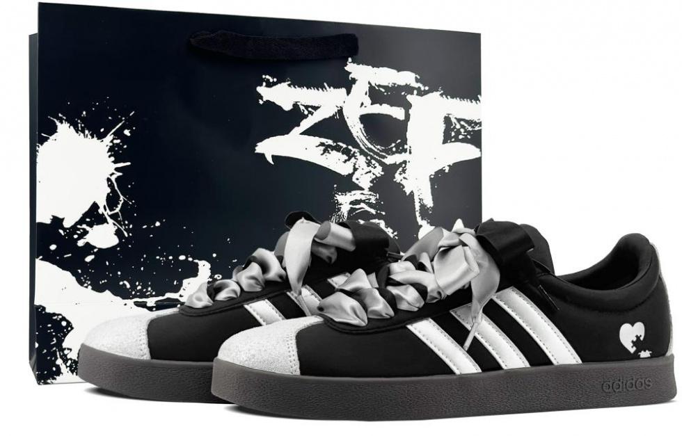Adidas Neo VL Court 2.0 Lightweight Wear-Resistant And Water-Resistant Low-Top Skateboard Shoes Unisex Black Silver