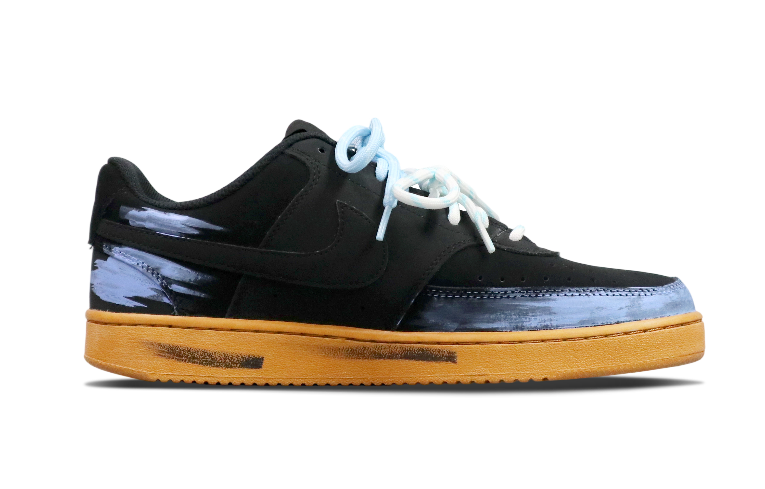 Nike Court Vision 1 Cushioning, Wear Resistant Low top Skateboard Shoes Men's Black Blue Brown