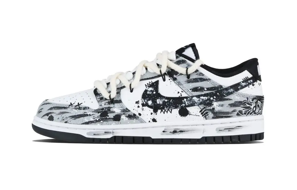 Nike Dunk Bat Ink Shock Wave Abrasion Resistant Low top Skateboard Shoes Unisex Gray