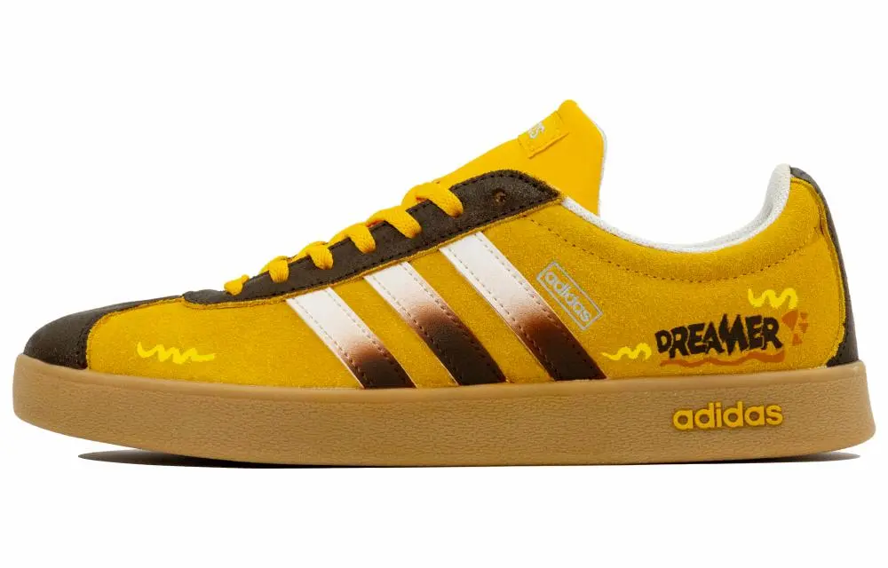 Adidas Vl Court Classic Abrasion Resistant Low top Skateboard Shoes Unisex Yellow