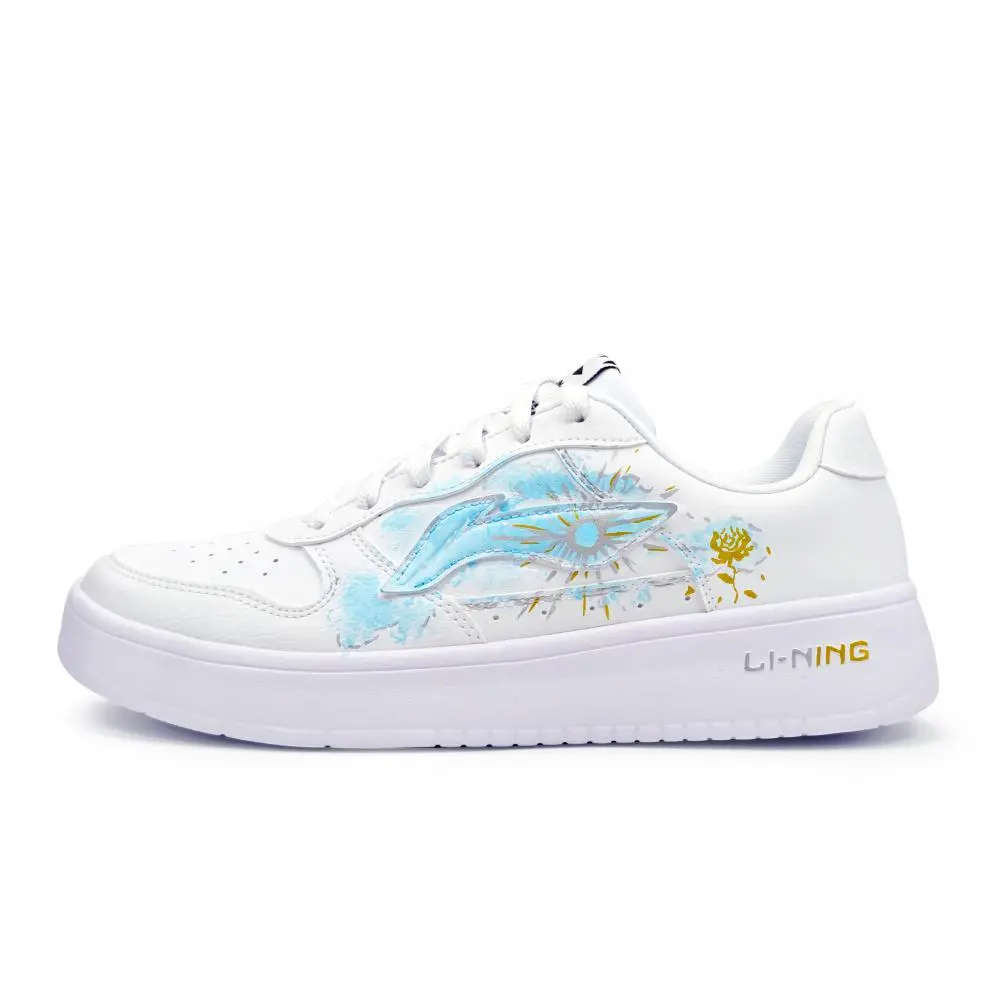 LiNing Pontoon Boats Abrasion Resistant Lightweight Height Increasing Low top Skateboard Shoes Unisex White