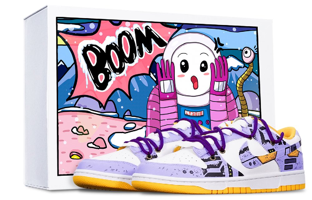 Nike Dunk Low Retro Anti Slip Wear Resistant Low Top Skateboard Shoes Men's Blue Purple White