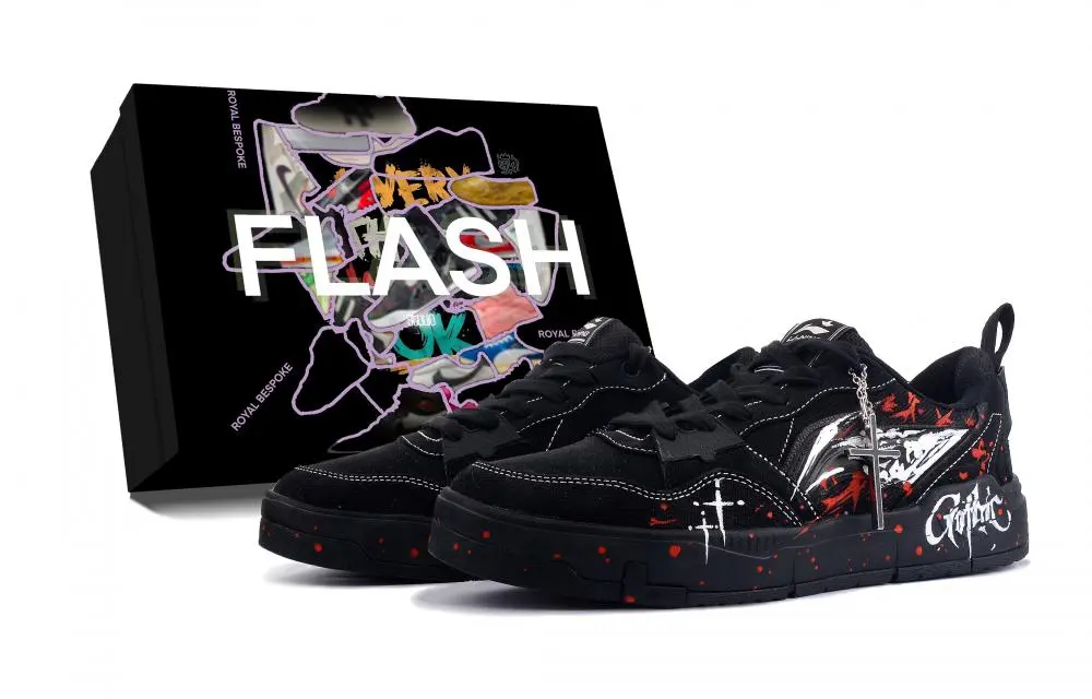 LiNing Yuan Chu Slip Resistant Coverage Low top Skateboard Shoes Men's Black White Red