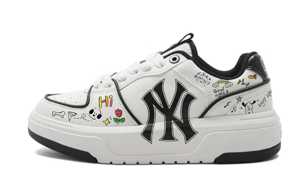 MLB Chunky Liner Wear-Resistant Height Increasing Low-Top Skateboard Shoes Unisex Black White