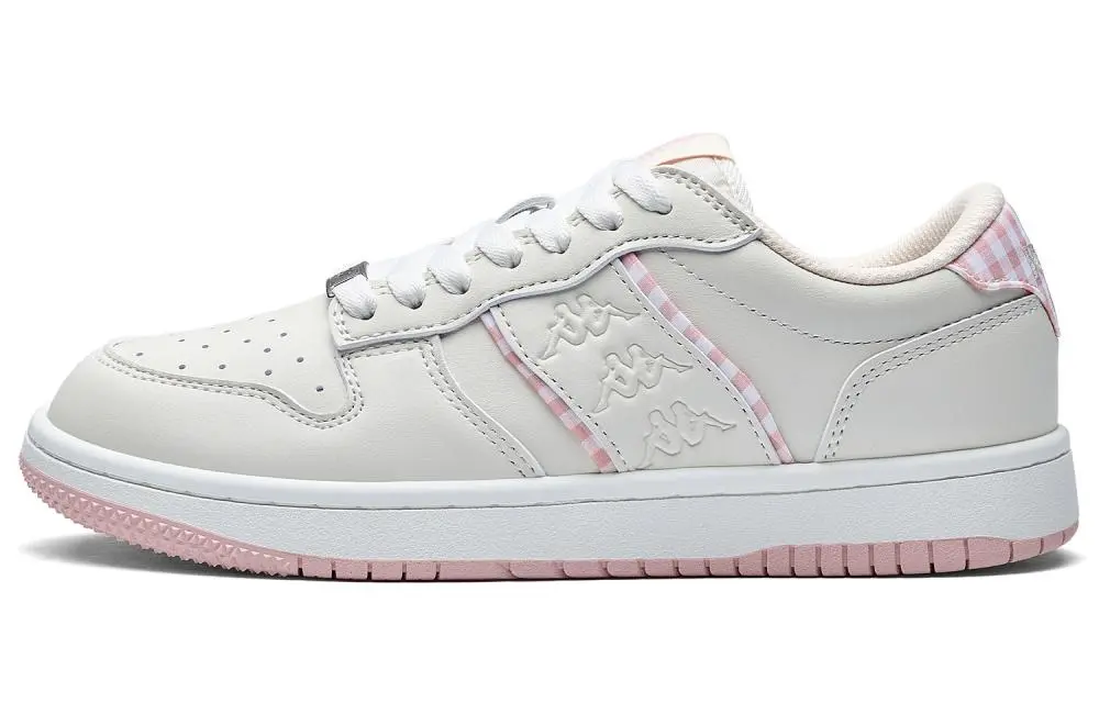 Kappa Back to Back Slip Resistant Abrasion Resistant Low top Skateboard Shoes Women's Winter Day White Milk Tea Pink