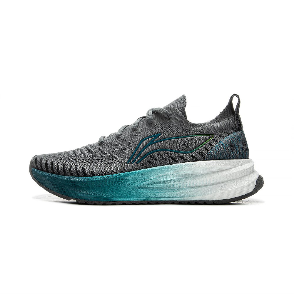LiNing Comfortable Cushioning Slip Resistant Abrasion Resistant Breathable Low Top Running Shoes Men's Black Gray Color