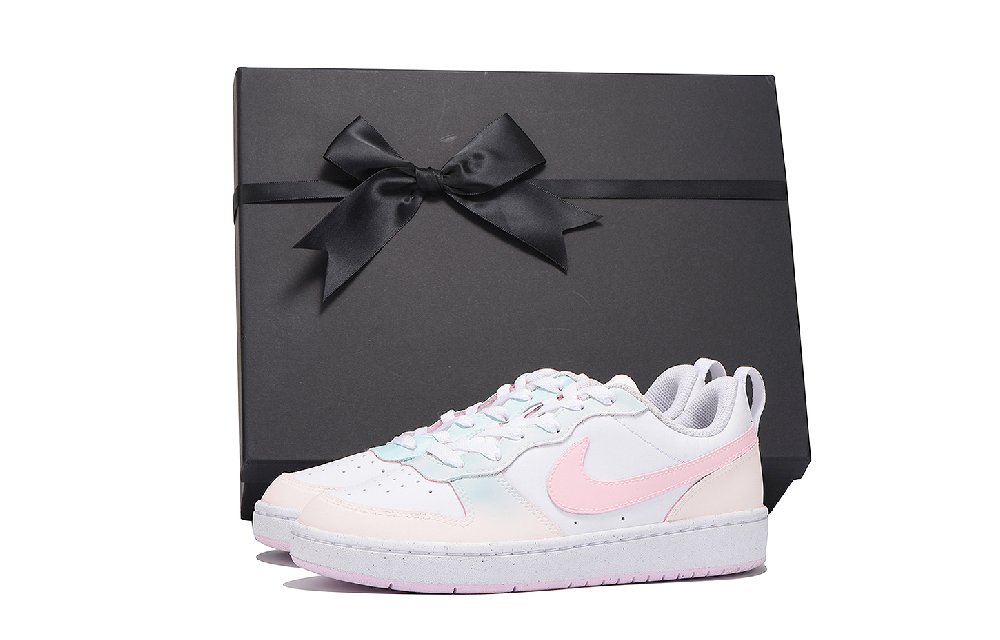 Nike Court Borough Coverage Slip Resistant And Abrasion Resistant Low Top Skateboard Shoes Women's Yellow Pink