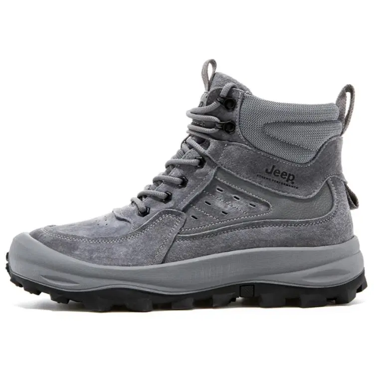 Jeep Cushioning Wear-Resistant High-Top Trekking Shoes Men's Gray