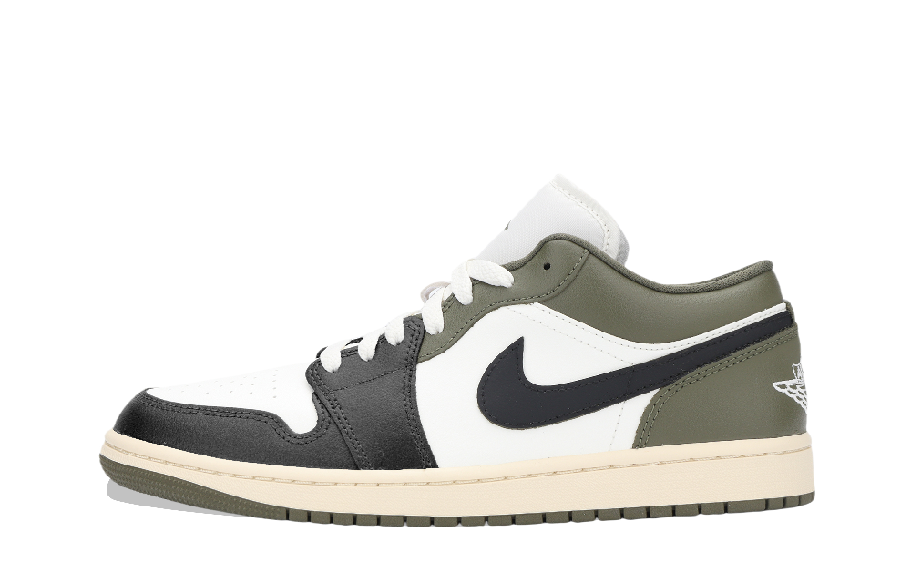 Jordan Air Jordan 1 Cushioning, Wear Resistant Low Top Vintage Basketball Shoes Unisex Olive Green