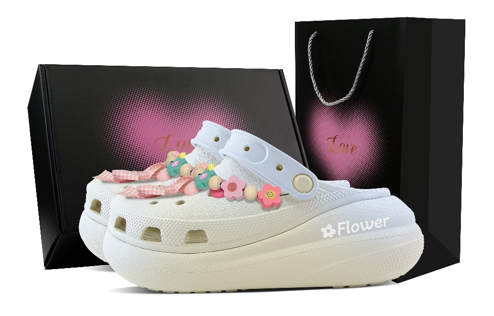 Crocs Crush Clog Heart Box & Sea Salt Milk Foam Clogs Unisex Light Cyan