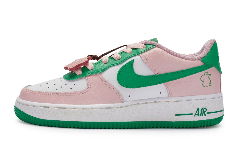 Nike Air Force 1 Slip Resistant Low Top Skateboard Shoes GS Pink Green White