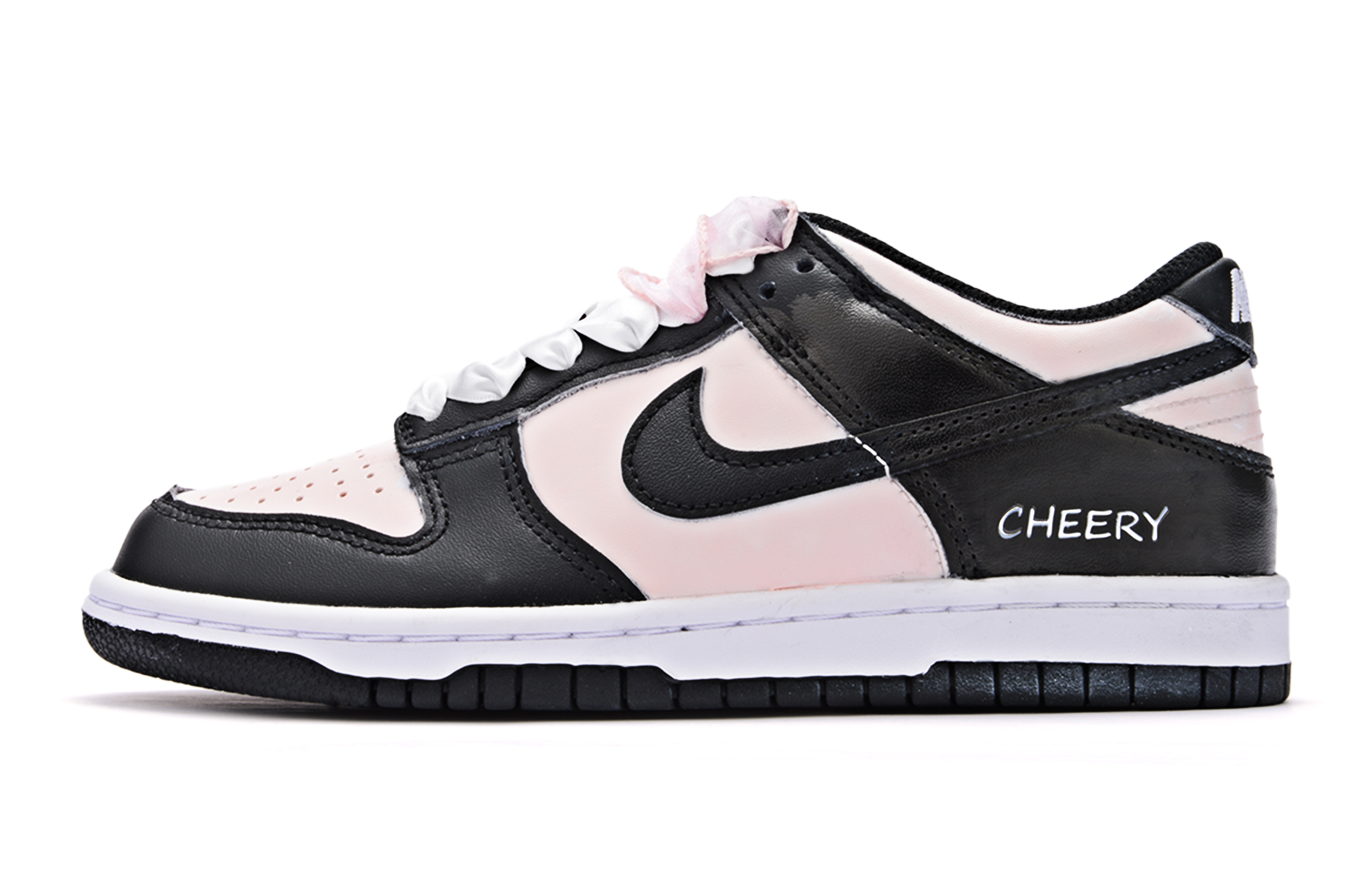 Nike Dunk Slip Resistant, Abrasion Resistant, Breathable Low top Skateboard Shoes Unisex Black Pink