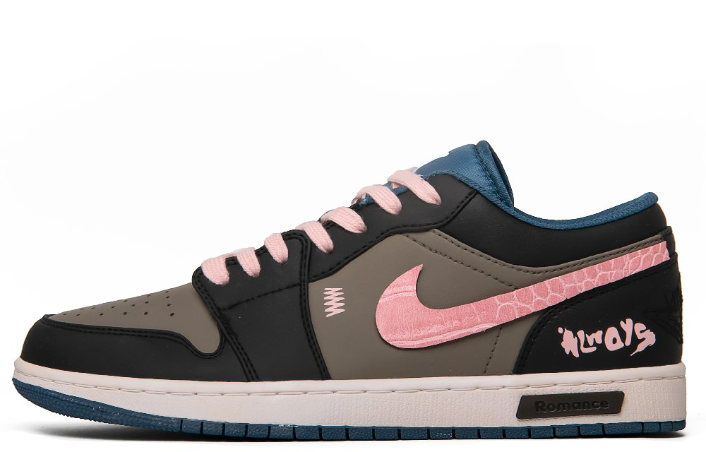 Jordan Air Jordan 1 Cushioning Anti-Slip And Wear-Resistant Low-Top Vintage Basketball Shoes Men's Brown/Black/Pink